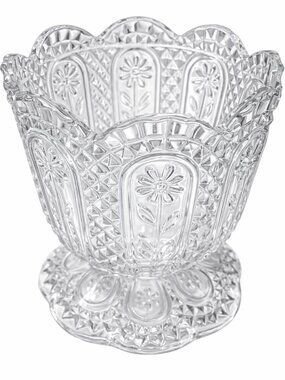 AVON Daisy Fostoria Votive Candle Holder Cut Glass 1970s